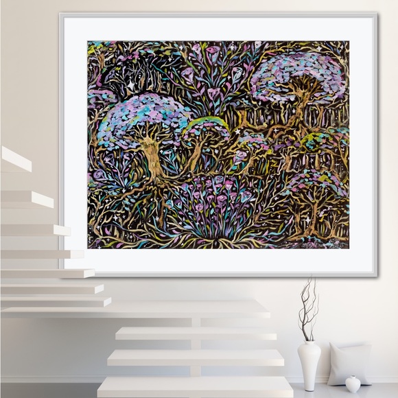Dark Forest Art Print of Oil Painting Magical Fantasy woodland medieval fairy - Picture 2 of 8